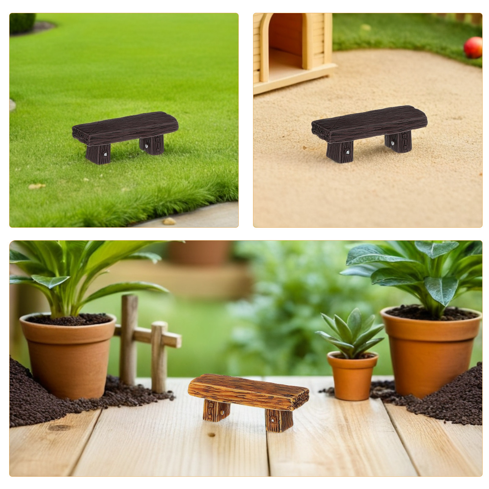 Bonsai Garden Landscape Design - 12個入り ミニチュア レジン製ベンチ、ヴィンテージデザイン。妖精の庭、盆栽、卓上、禅のミニチュア風景、盆栽鉢の装飾に。
